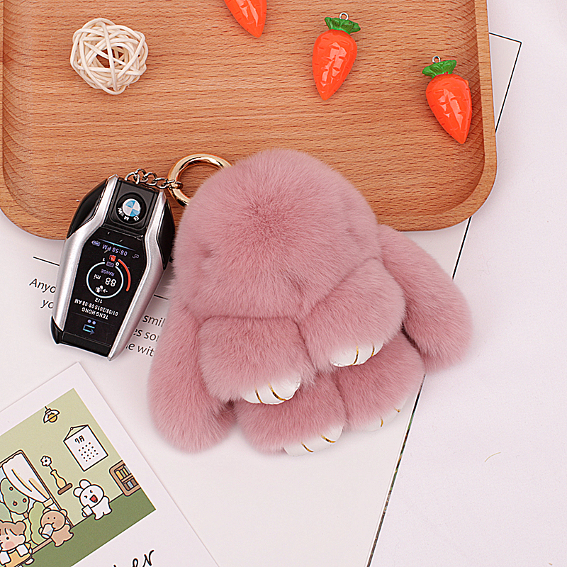 （装死兔）獭兔毛小兔子挂件萌萌兔车钥匙扣挂饰手机简单礼盒礼物