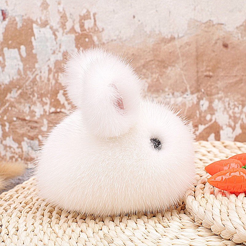 水貂毛小玉兔包包挂件皮草玩偶汽车挂饰毛绒玩具儿童礼品情侣公仔