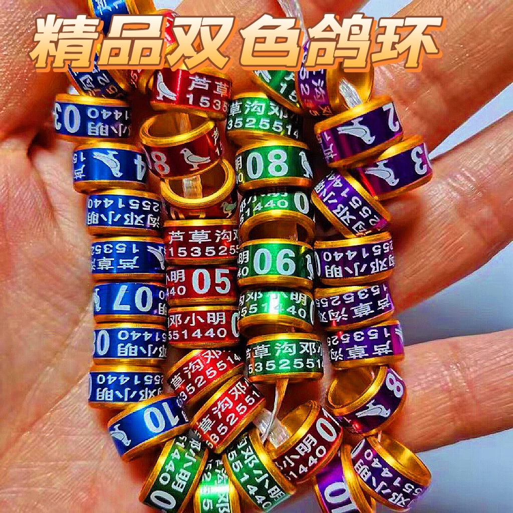 鸽子精品 锌合金双色鸽环 定制
