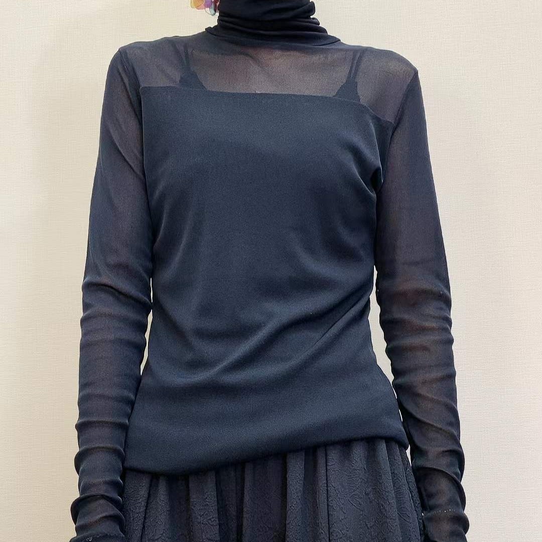 简洁短款长袖高领内搭8515