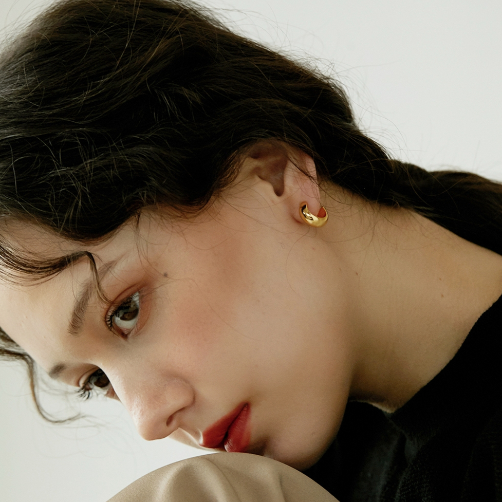铜合金耳饰 简约C型金属小耳圈高级感百搭高质感耳环金色耳钉