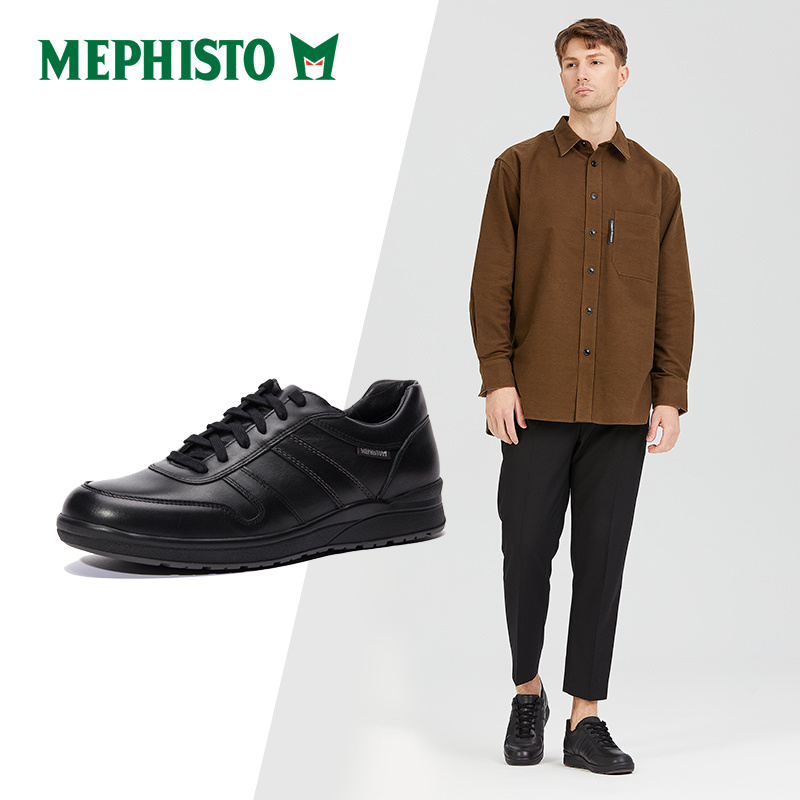 法国马飞仕图进口真皮黑色男士休闲皮鞋高端轻奢潮流小黑鞋男板鞋