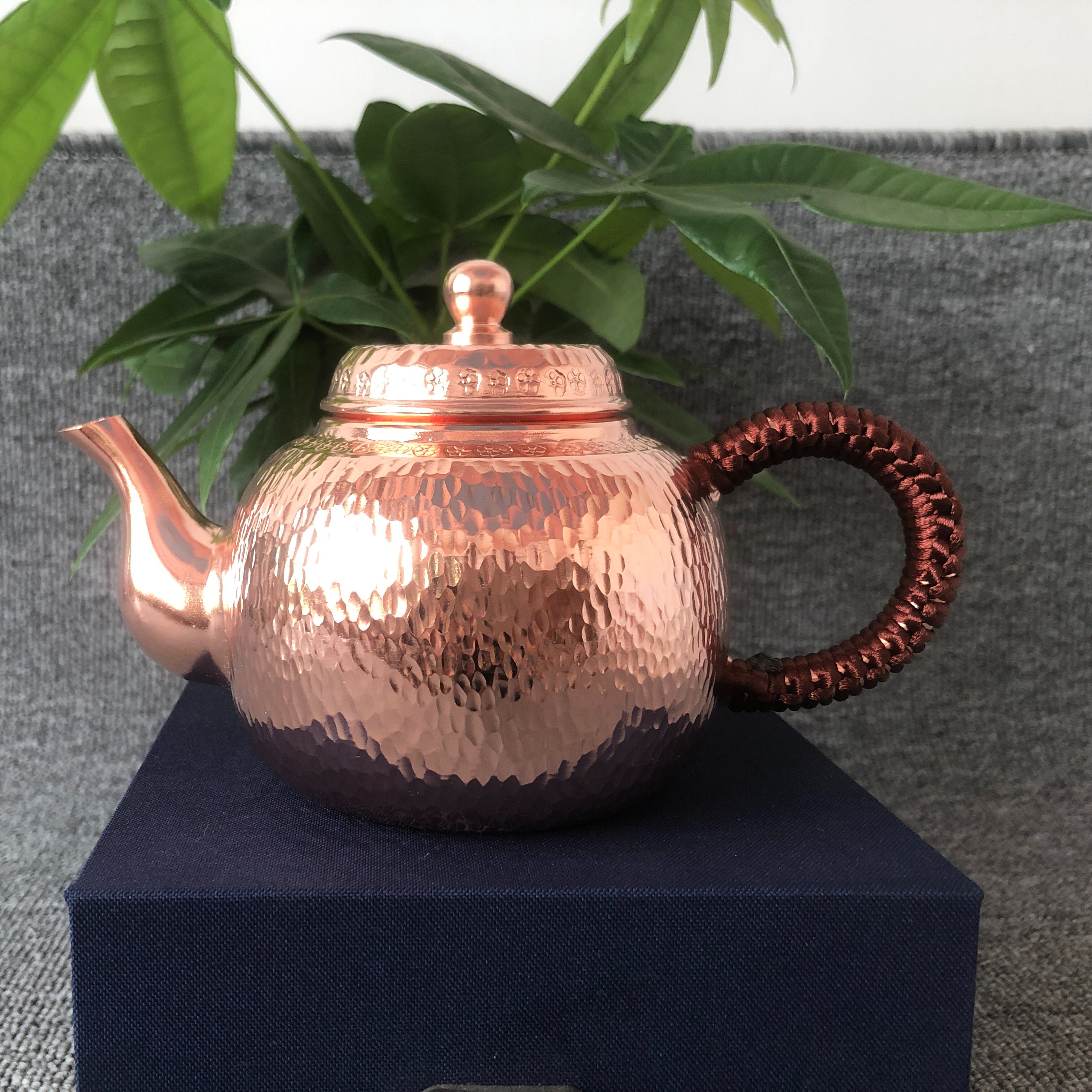 紫铜玲珑壶沏茶壶烧水壶纯手工煮茶铜壶小号提  梁铜壶350毫升