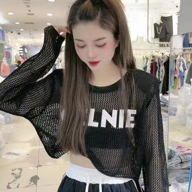 防晒毛针织衫女装外搭衬衫常规夏季女短款百搭薄款镂空时尚