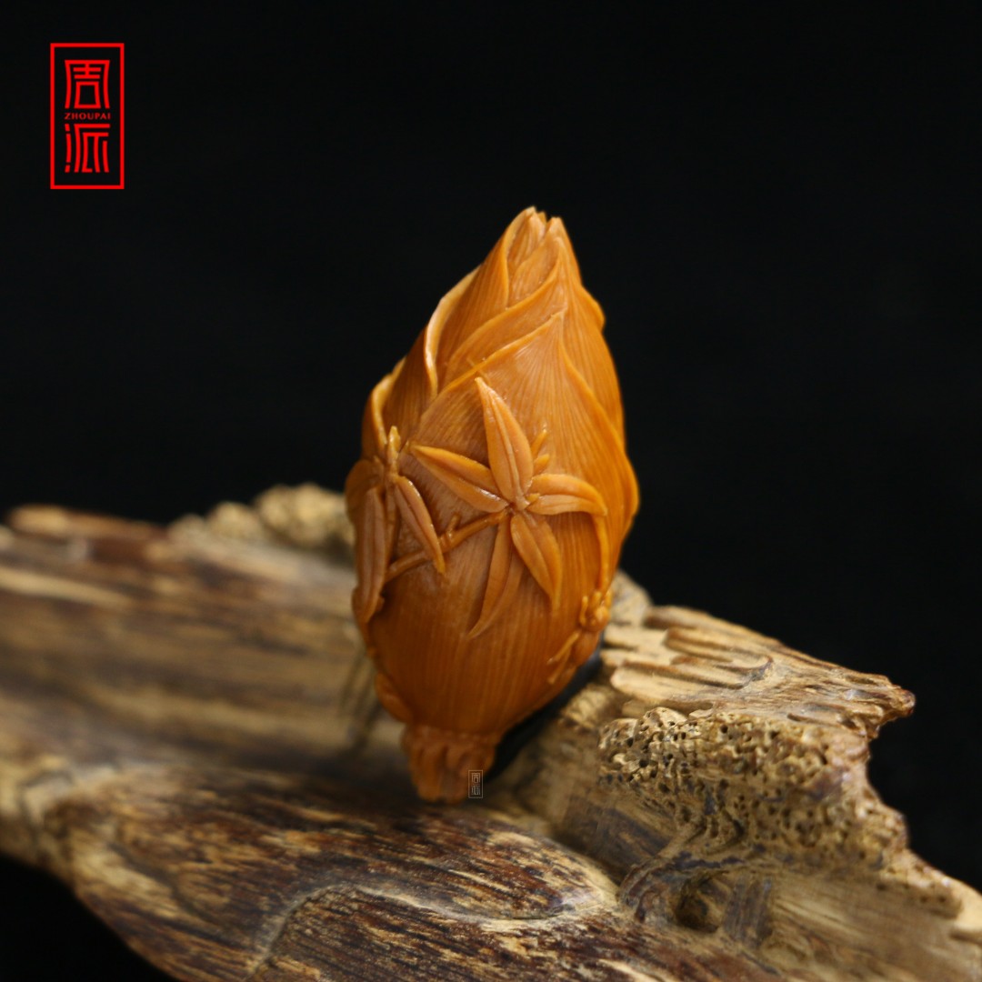 周派春毅核坊 春笋竹子橄榄核雕单子 祝福核雕 知足手机钥匙链