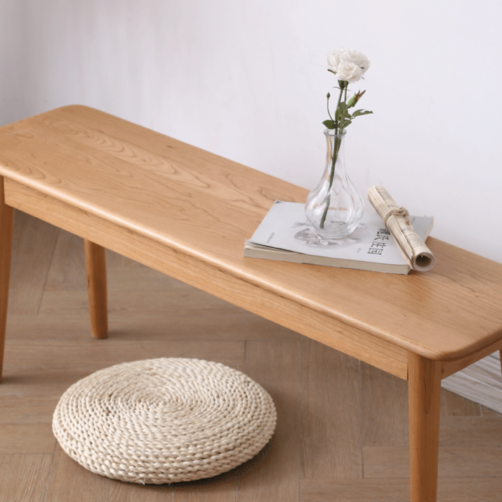 北欧实木长条凳小户型日式客厅换鞋凳现代简约家用樱桃木床尾凳