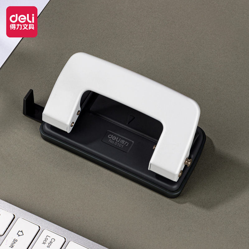   得力打孔器金属省力大号打孔机两孔打洞机2孔多功能手动装订器