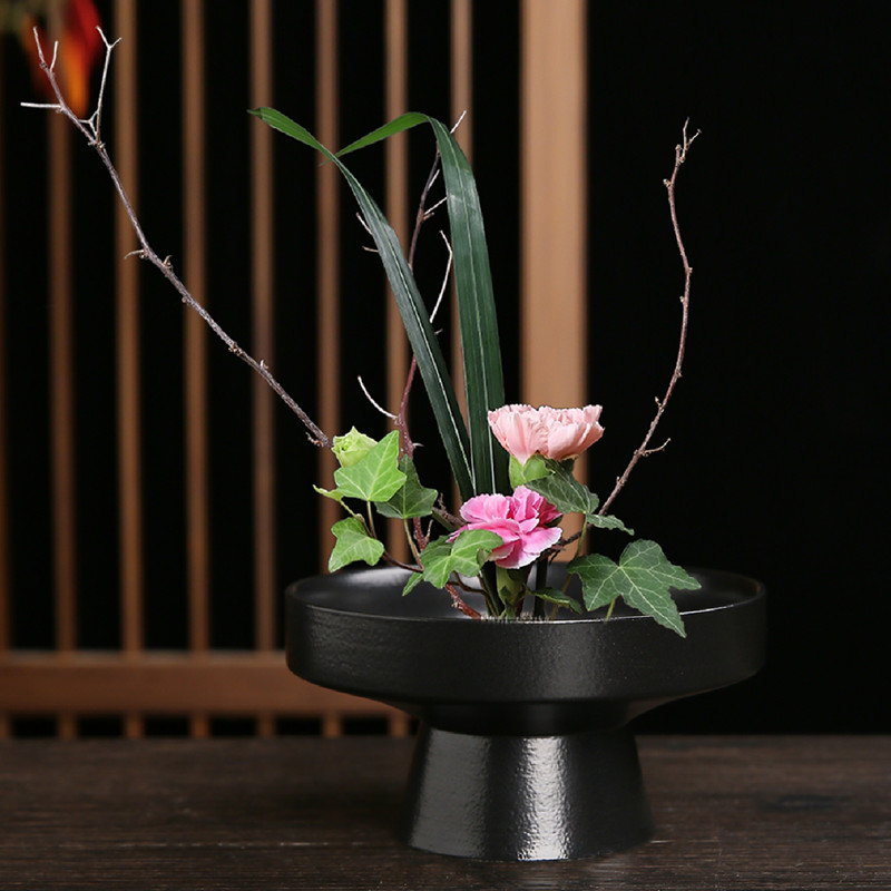 日式剑山插花器中式插花器皿禅意陶瓷花盆花器小原流花艺花道底座