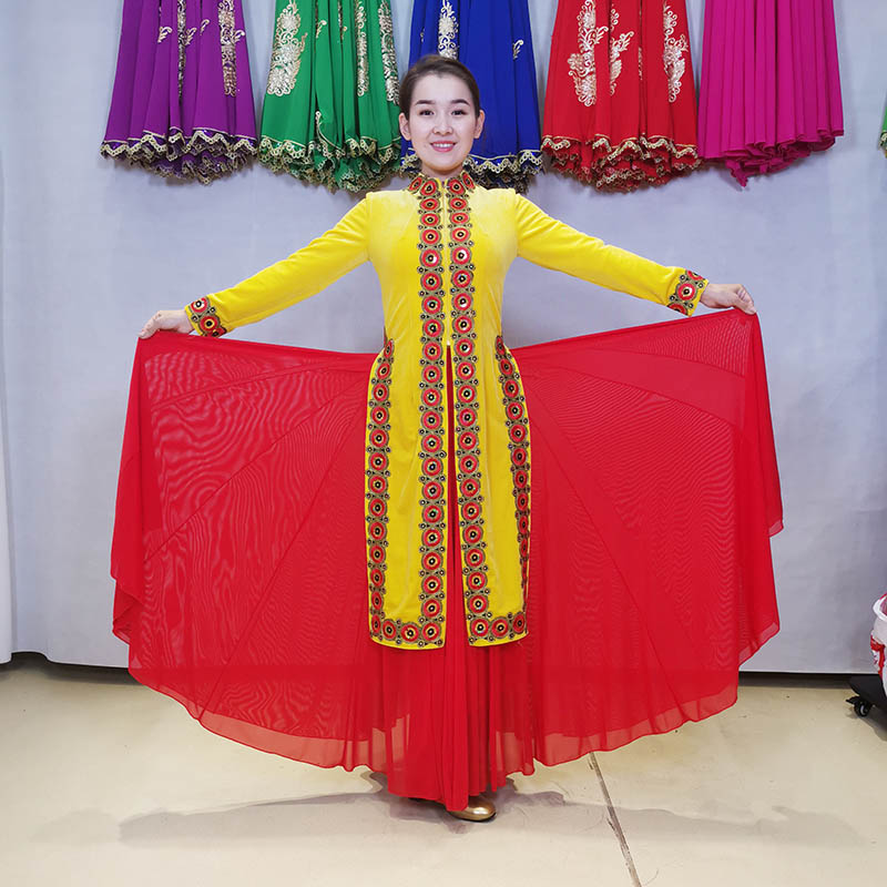 舞上妙品30新疆民族服装维族舞台上衣丝绒表演舞蹈服饰春秋冬女装