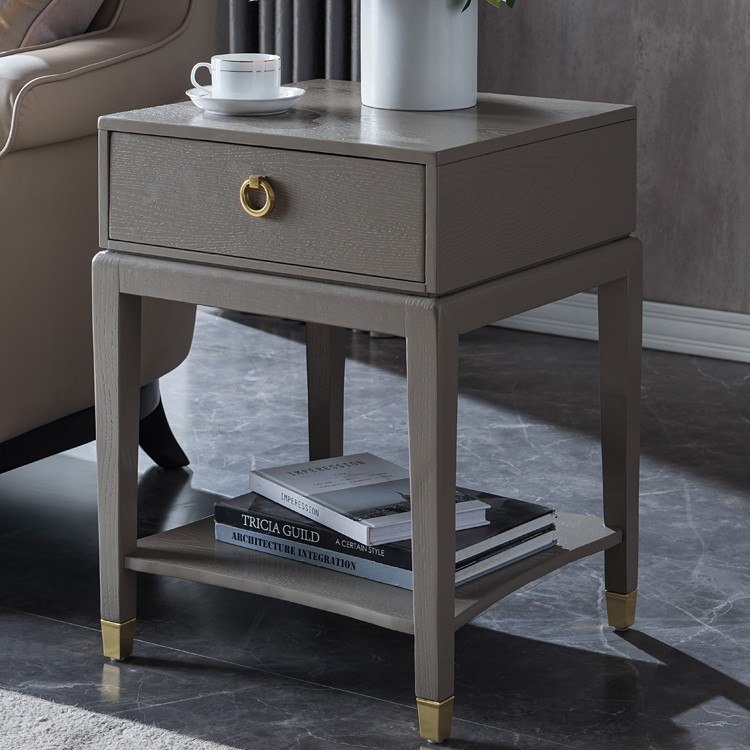 整装沙发边几角几轻奢现代简约客厅茶水柜新中式实木小茶几方桌子