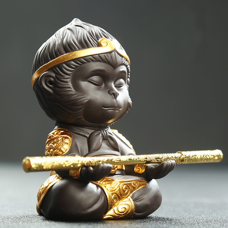 齐天大圣摆件孙悟空个性茶宠茶道紫砂精品陶瓷茶道装饰品茶具创意