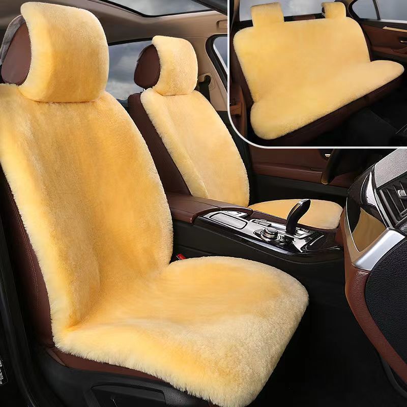 皮毛一体短毛羊剪绒冬季棉坐垫汽车坐垫全车五座纯羊毛车垫毛绒