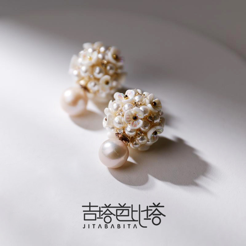 铜合金耳饰 气质百搭法式小众手工轻奢时尚绣球花朵耳饰 JT-133
