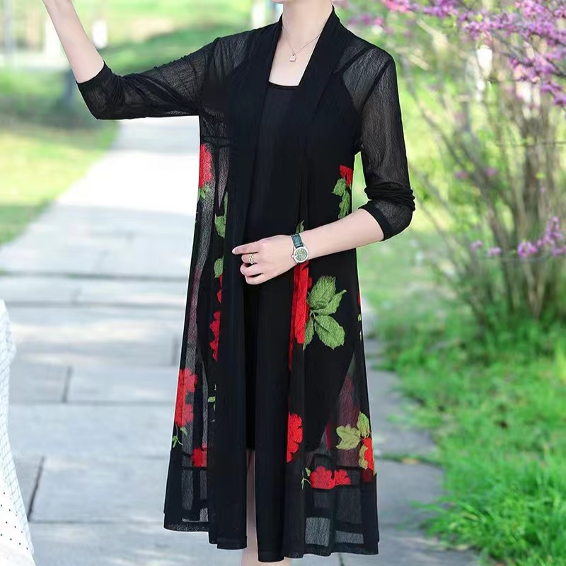 GUQIYUN/古琦云时尚百搭夏季休闲外披843开衫大码中长款防晒衣