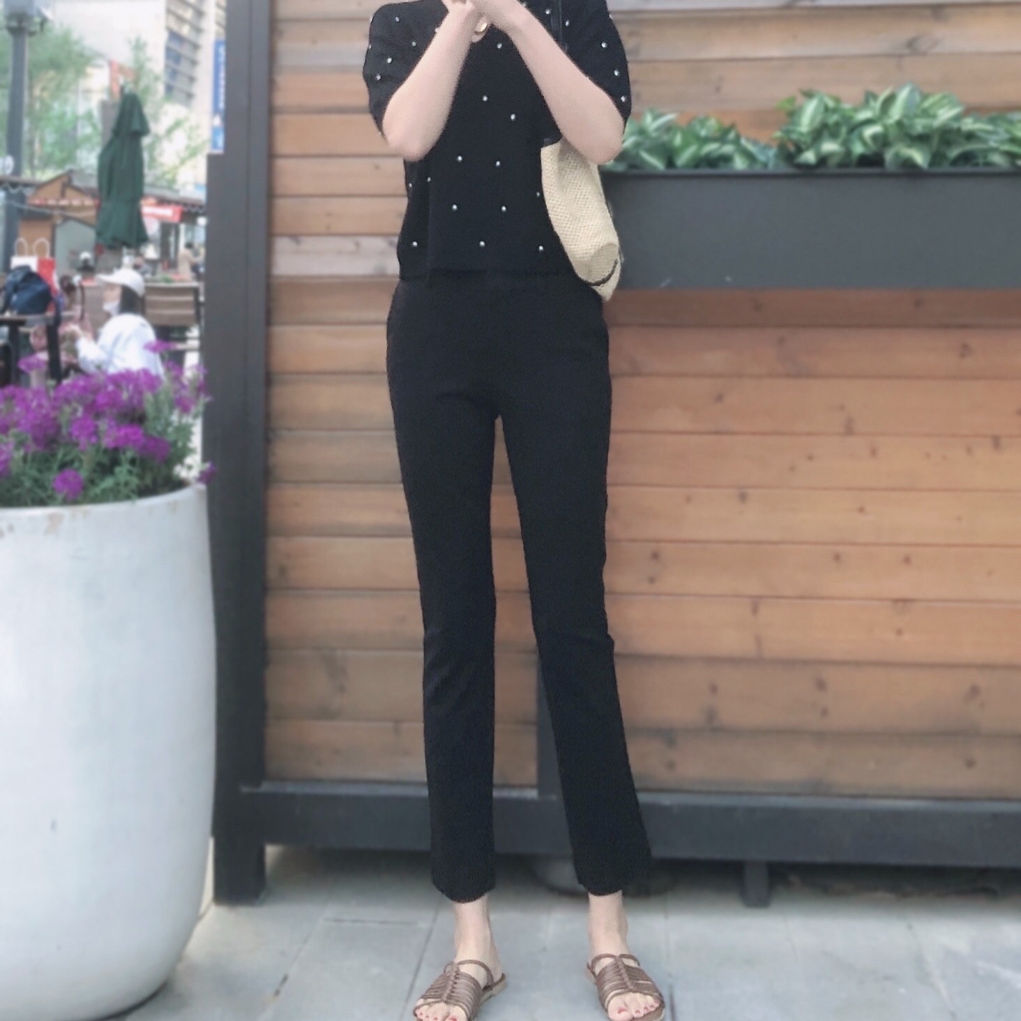 清库女款高腰休闲百搭烟管裤修身遮肉显瘦超弹力小黑裤透气不起皱