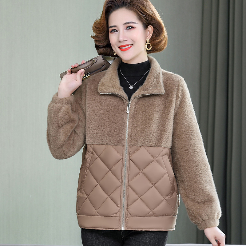 妈妈秋冬装棉衣中年妇女短款洋气上衣棉袄中老年棉服外套