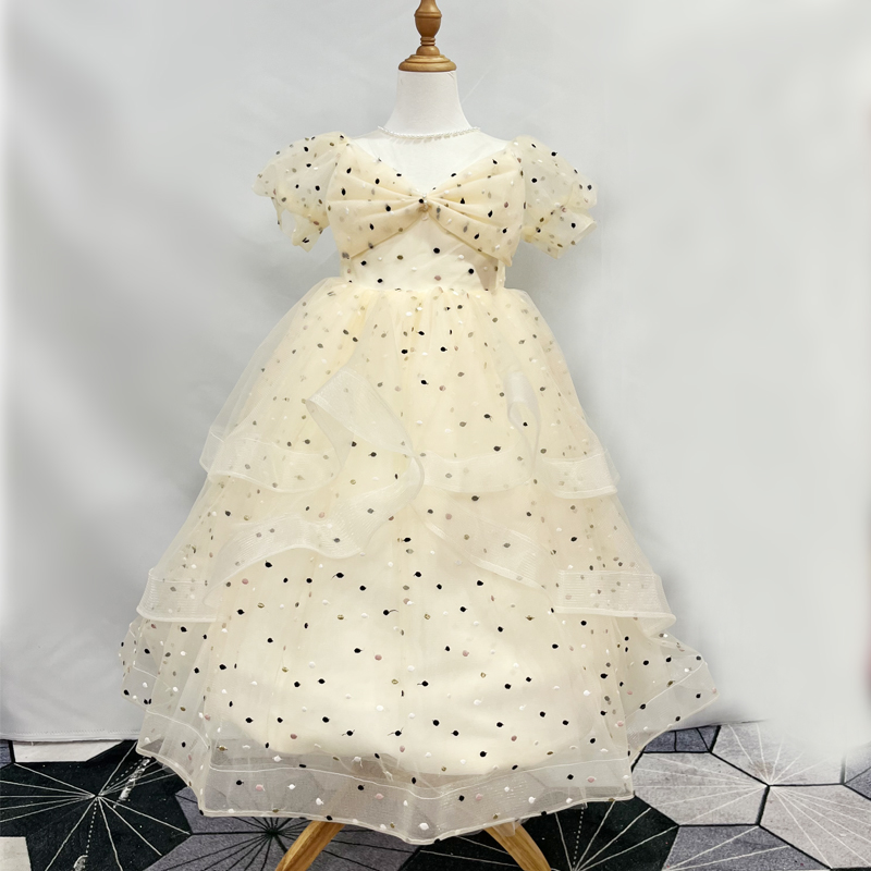 儿童礼服公主裙高端花童生日蓬蓬纱女童主持人钢琴演出服走秀夏季