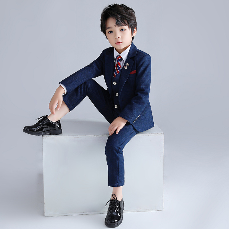 男童西装套装2024秋冬季儿童西服三件套小孩花童礼服男宝宝小西装