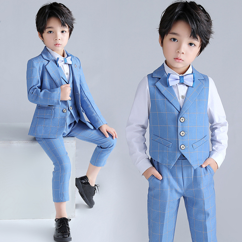 男童西装套装英伦花童小西服2022春秋季中大童帅气男孩礼服表演服