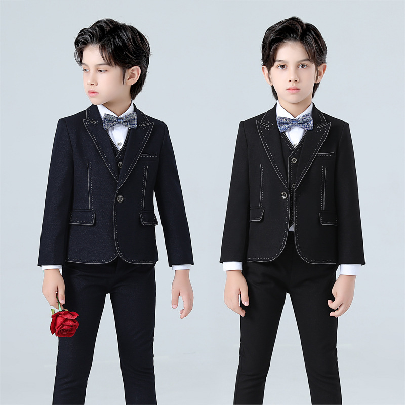儿童西装套装春款男童礼服三件套帅气英伦风西服钢琴主持人表演服