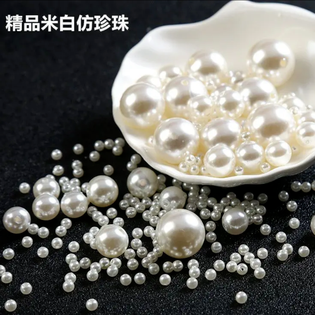 【冬天精选】防珍珠半孔通孔高亮米白色DIY珍珠饰品