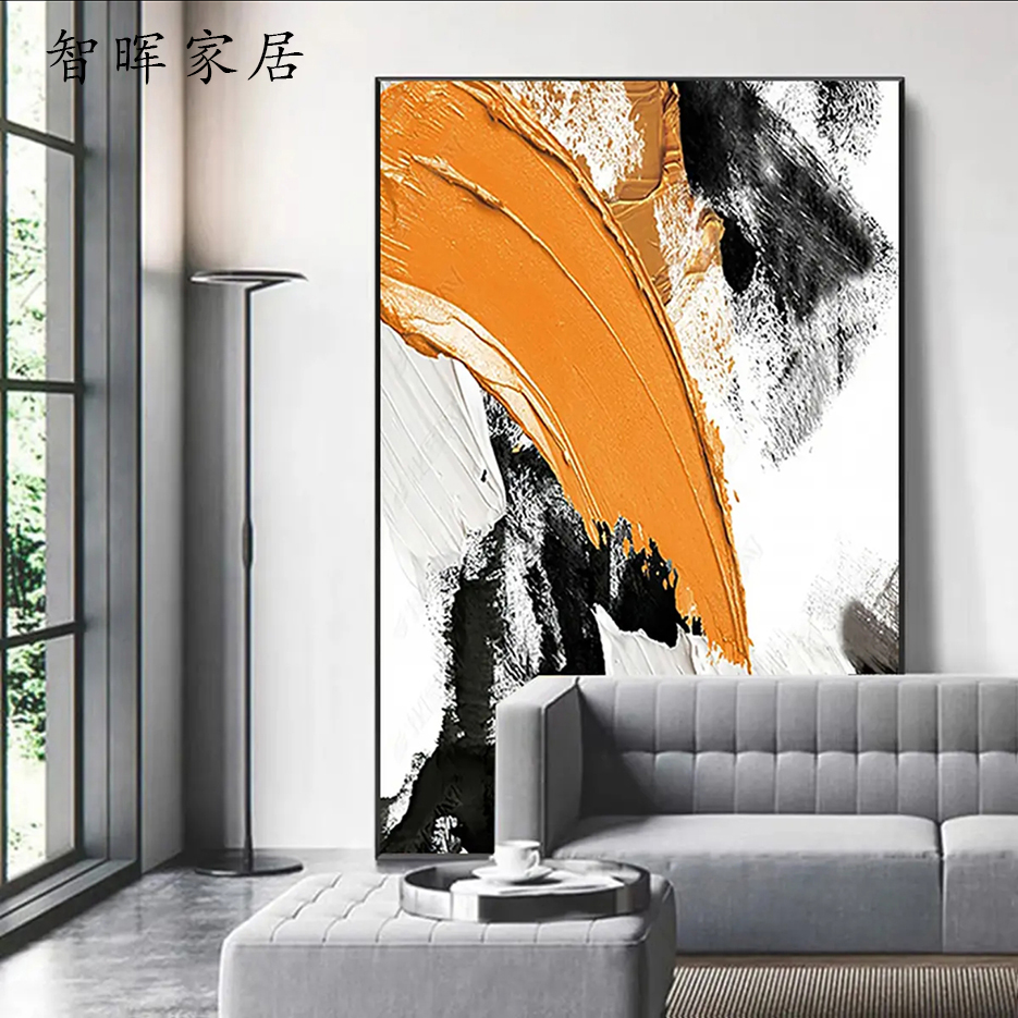 现代简约轻奢客厅装饰画抽象沙发背景墙精致过道画立体晶瓷高级感