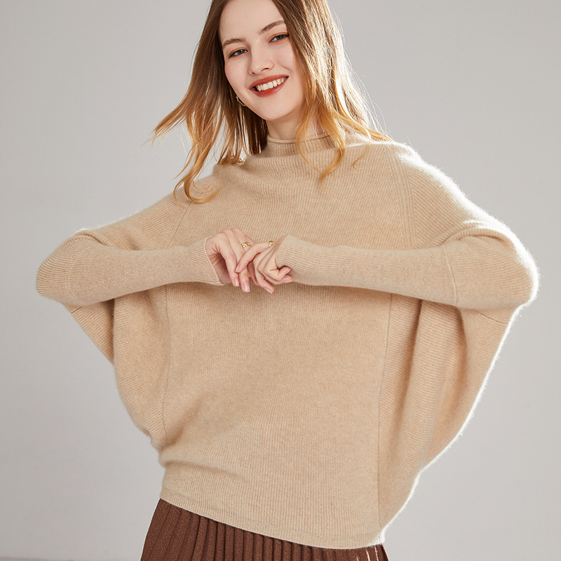 新款蝙蝠袖羊绒衫加厚保暖秋冬纯色打底衫