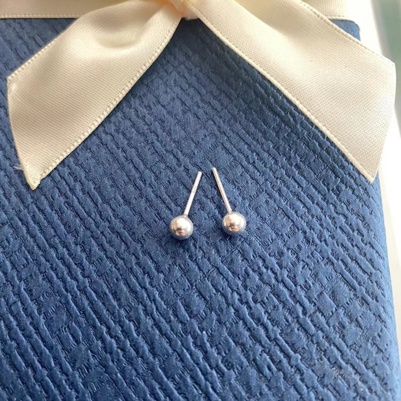 阿峰哥 足银耳饰 光珠足银直针耳钉