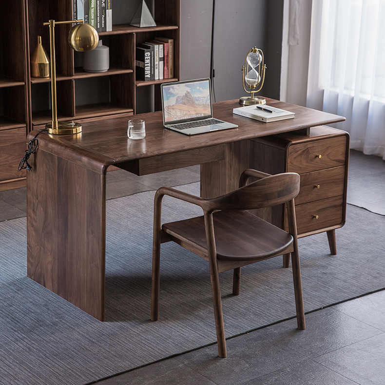 北美黑胡桃木樱桃木带辅材实木书桌现代简约日式小户型电脑写字台