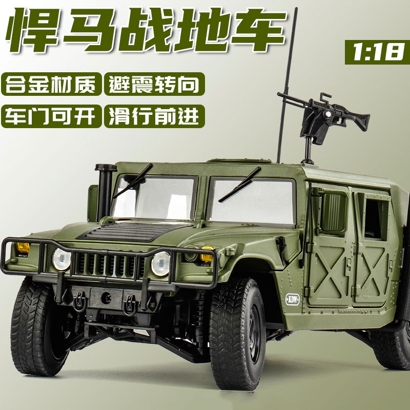1:18战术吉普车/悍马战地车老式二战威利斯军车合金模型收藏摆件