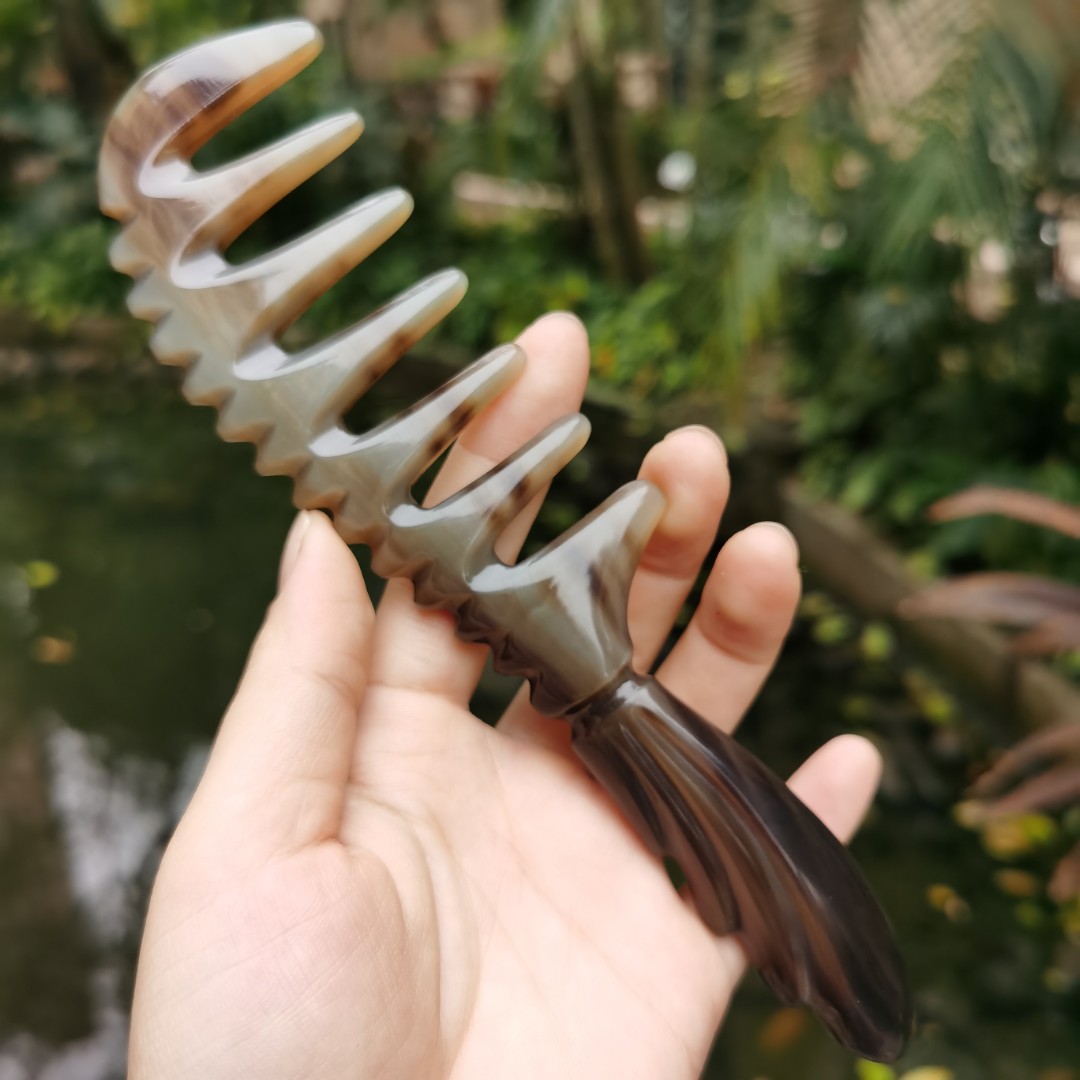 精品加厚厚齿圆齿按摩卷发七齿梳