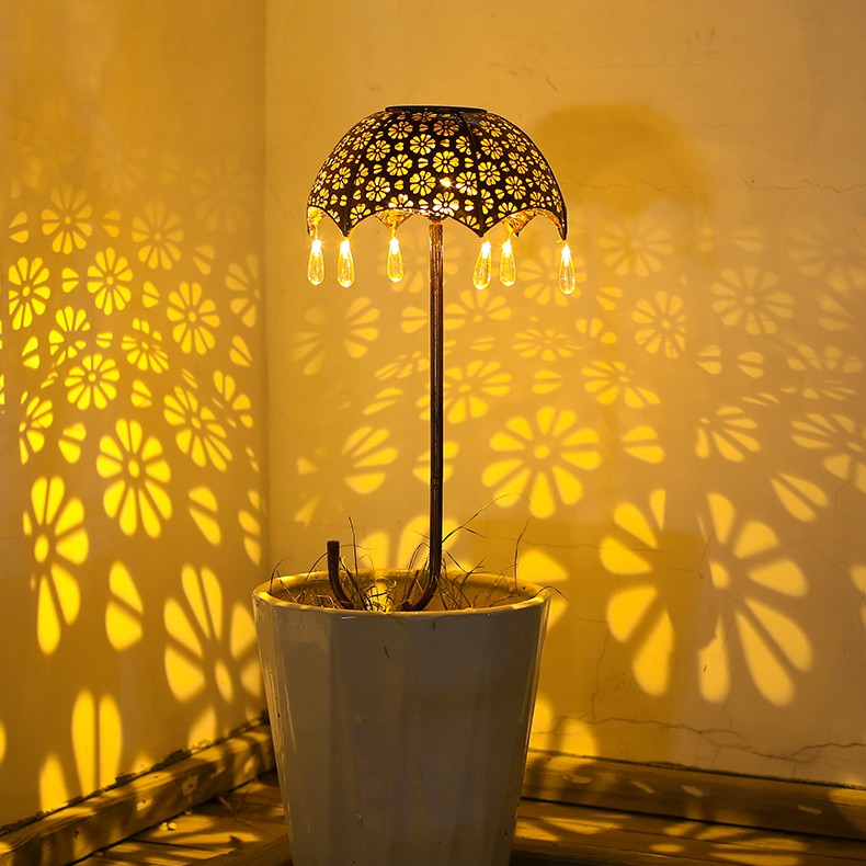 漫选太阳能户外灯防水铁艺雨伞氛围灯花园景观阳台顶楼别墅落地灯