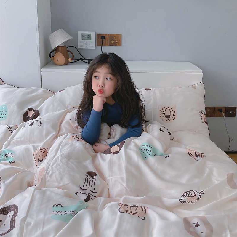 动物世界 60支兰精天丝数码印花四件套裸睡幼儿可爱卡通床品套件