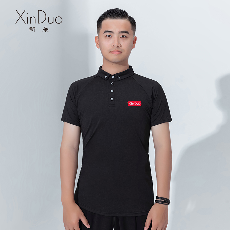 新朵摩登舞蹈练功服上衣男士国标舞拉丁舞服新款夏季短袖跳舞服装