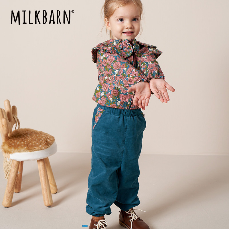 【灯芯绒长裤】Milkbarn休闲男女童束脚裤外穿保暖松紧腰裤子