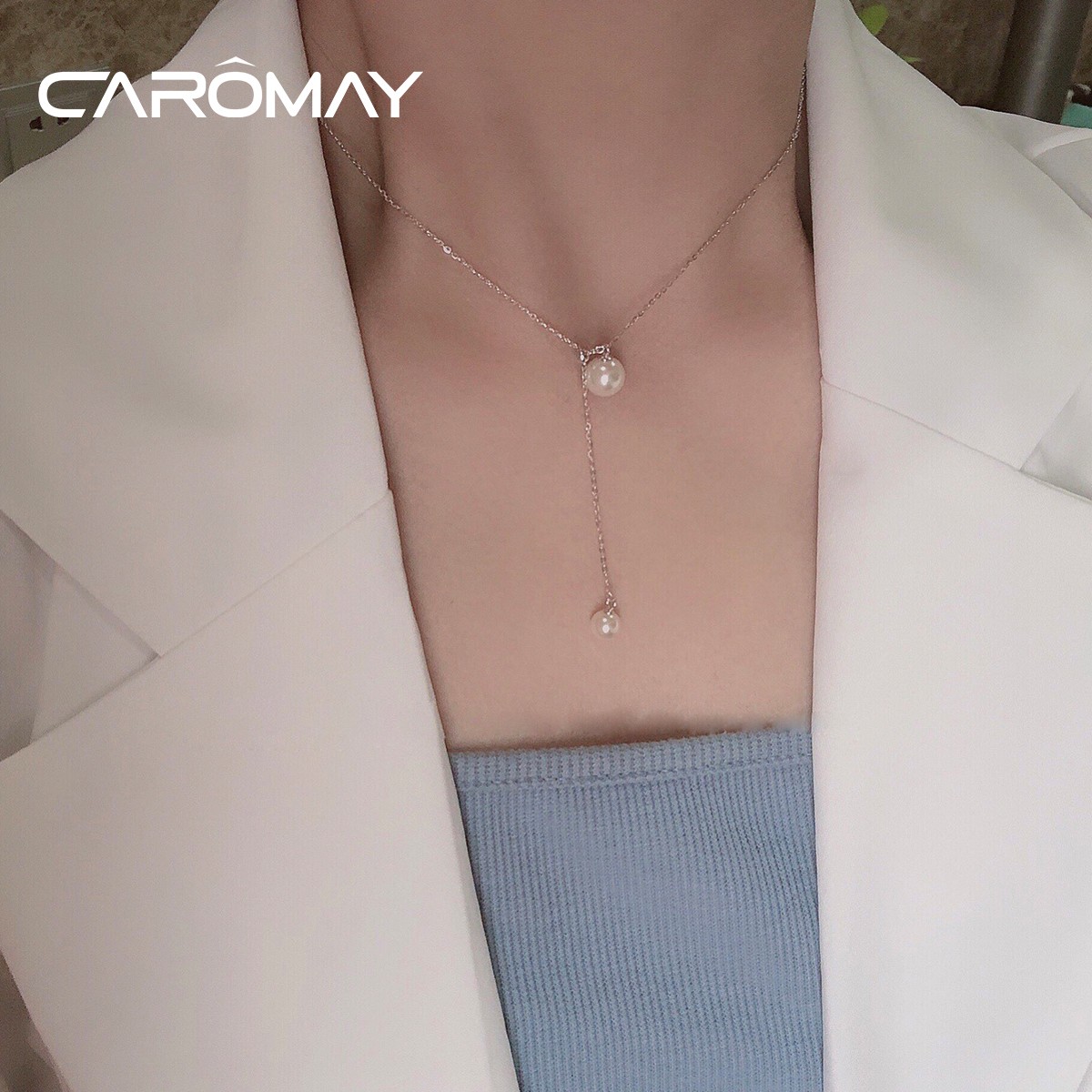 链子925银仿珍珠 caromay润玉925银项链X6140