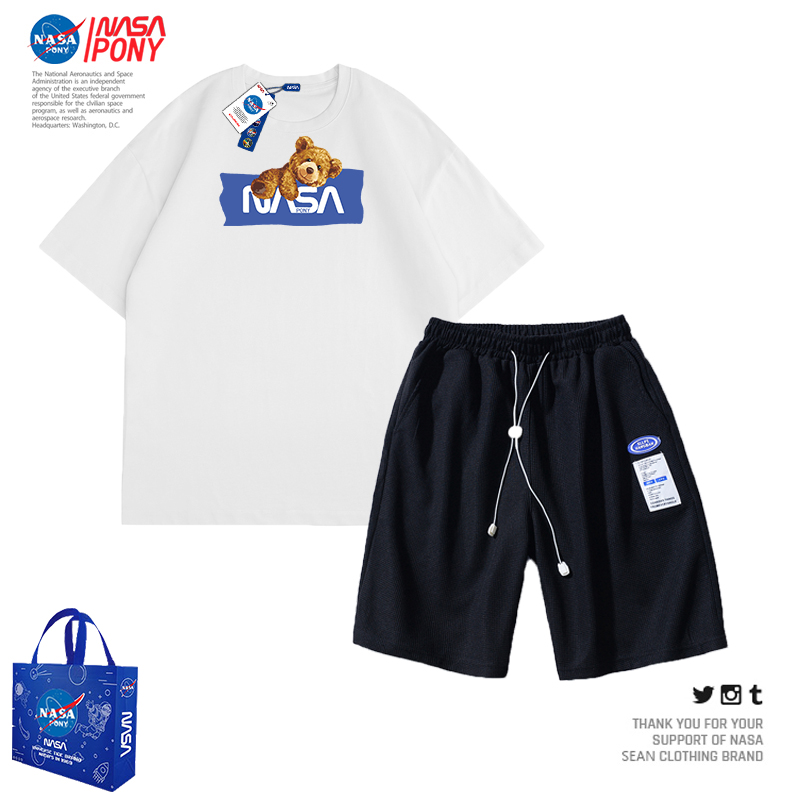 NASA线上联名2022夏季新款情侣休闲运动跑步短裤套装