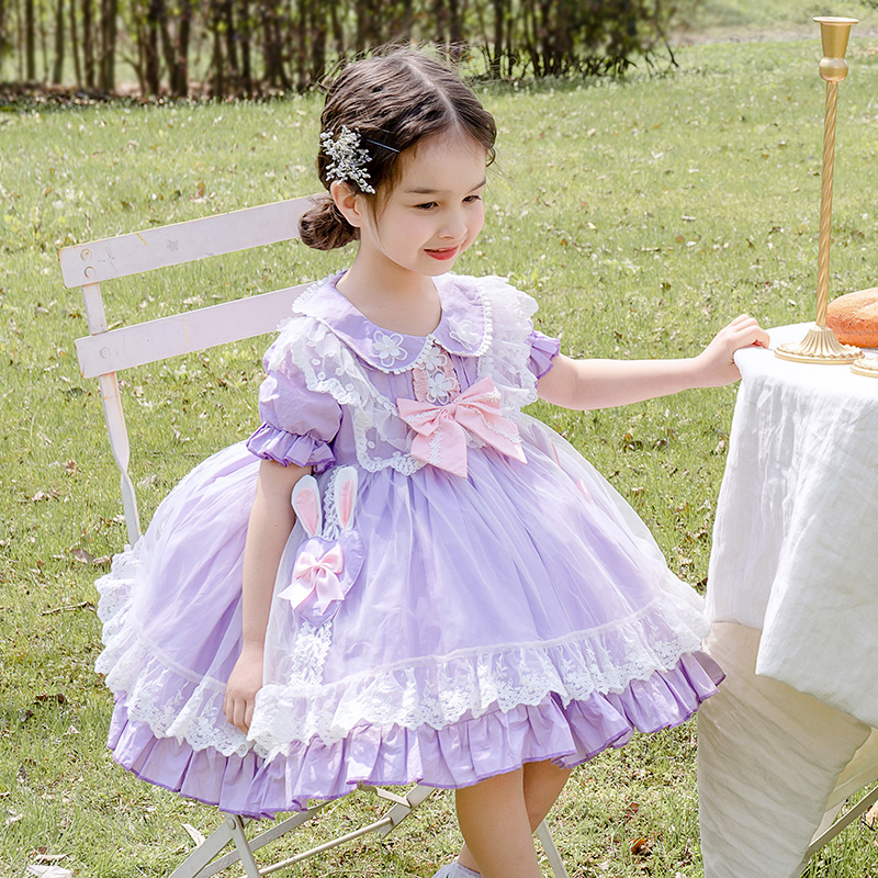 枝芽童装2025夏季新款女童可爱短袖蓬蓬裙儿童洛丽塔Lolita裙子棉