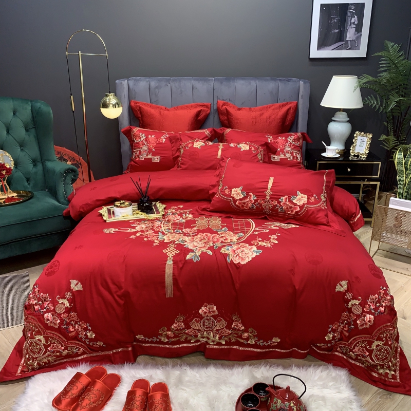 【吾家有喜】代代相传高端匹马棉全棉高端纯棉大红婚庆四件六十件套
