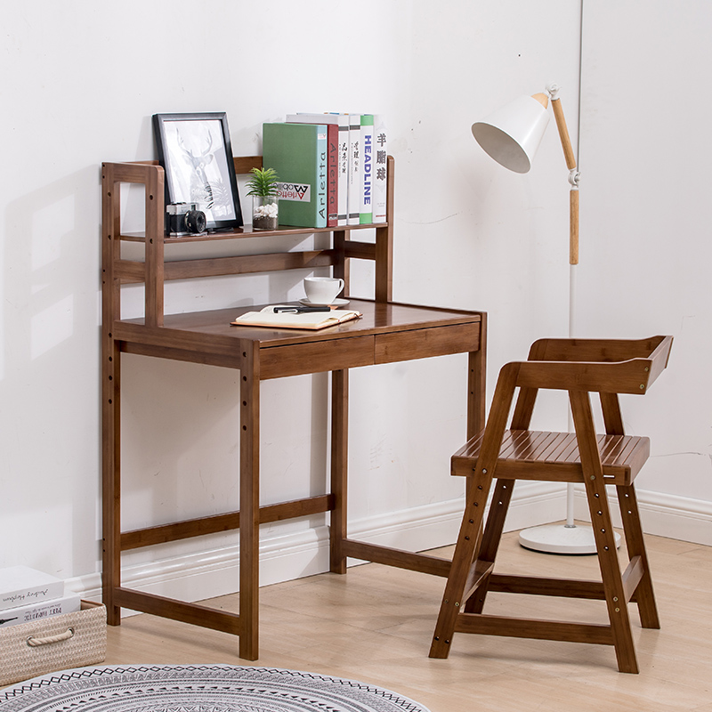 楠竹学习实木书桌现代简约儿童学习桌写字桌办公桌组装书桌书桌椅