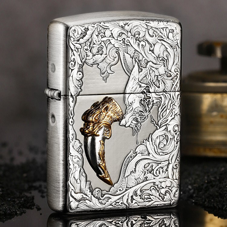 ZIPPO/芝宝【官方正品】藤蔓狼魂贴章狼牙拉丝盔甲机DYJ1