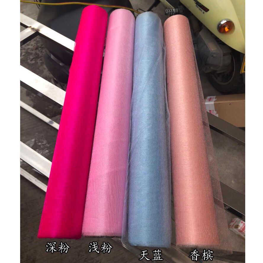 包装纸包花纱幔手工装饰材料婚房楼梯扶手玫瑰花装饰雪纱鲜花包装