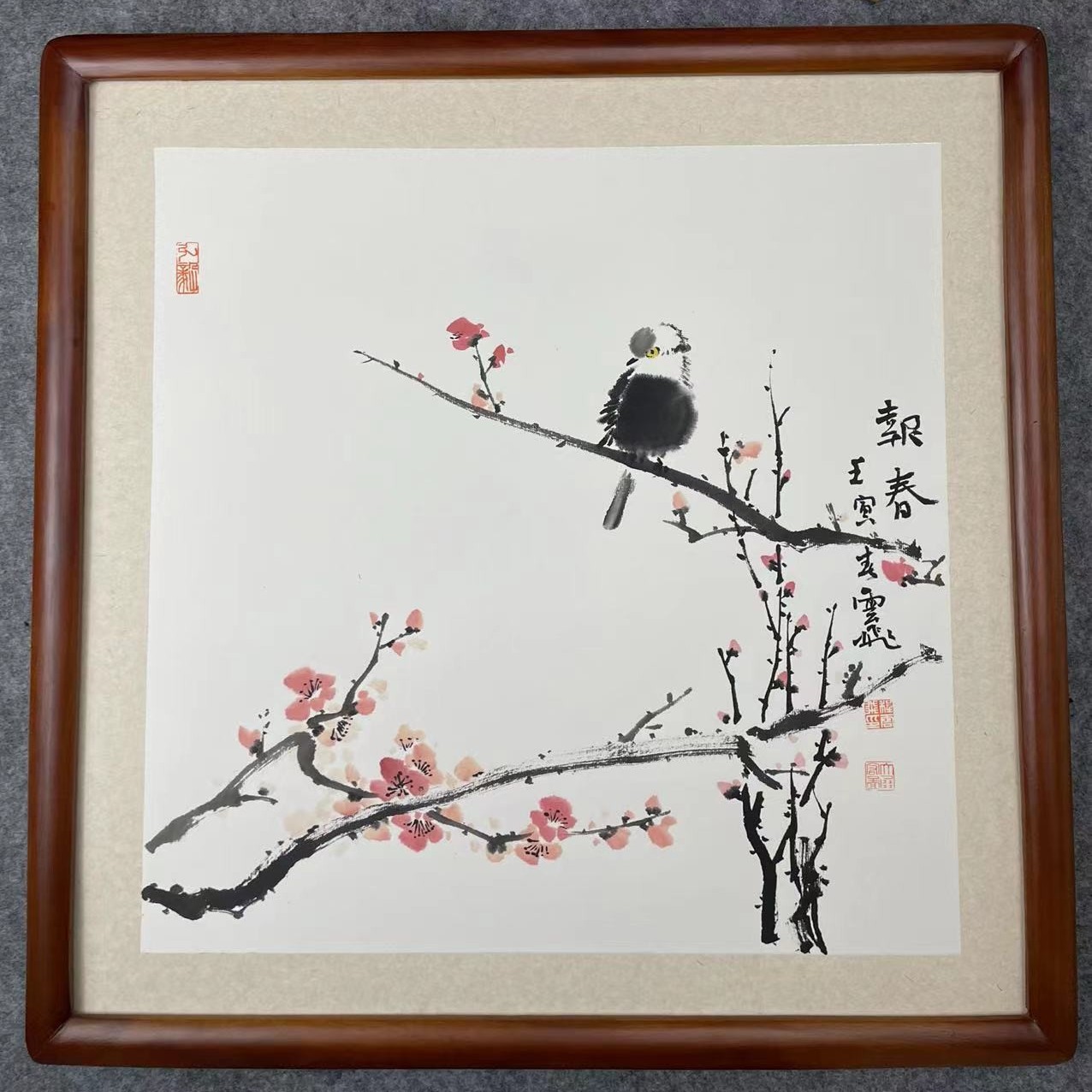 程云飞国画作品【报春图】50*50卡纸斗方【不带框】保真迹绘画