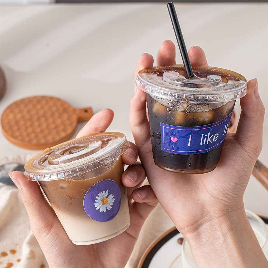 mini奶茶杯咖啡杯胖胖杯嘟嘟杯一次性杯子带盖饮料杯外带打包便携