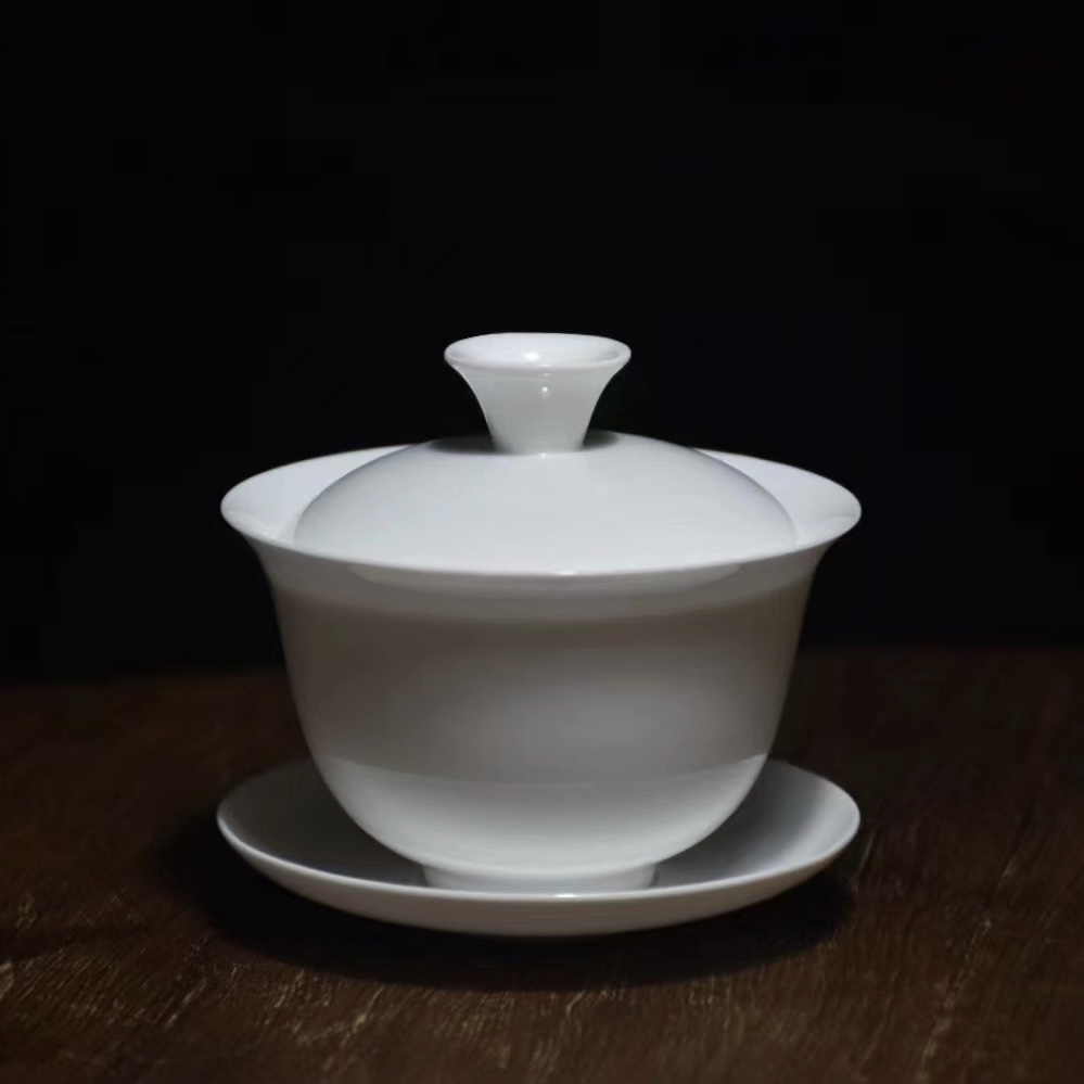 【小崔的茶事】潮州工夫茶具单丛高骨骨瓷薄胎三才盖碗不烫手110cc