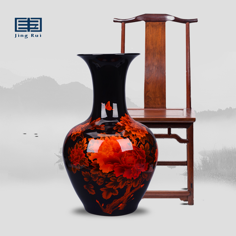 景德镇陶瓷器水晶釉花瓶大号落地客厅现代家居民宿摆件装饰品摆件