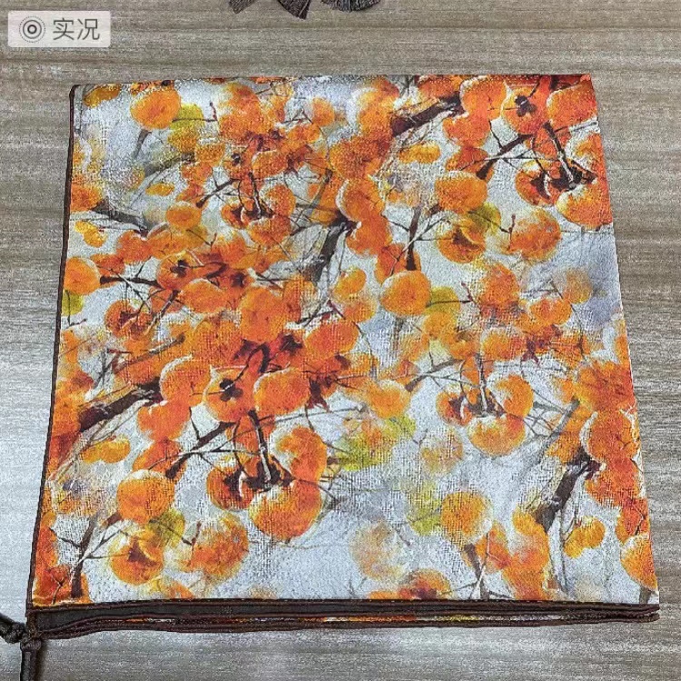 【香云纱】对角流苏桑蚕丝小方巾 丝巾 (66*66cm)