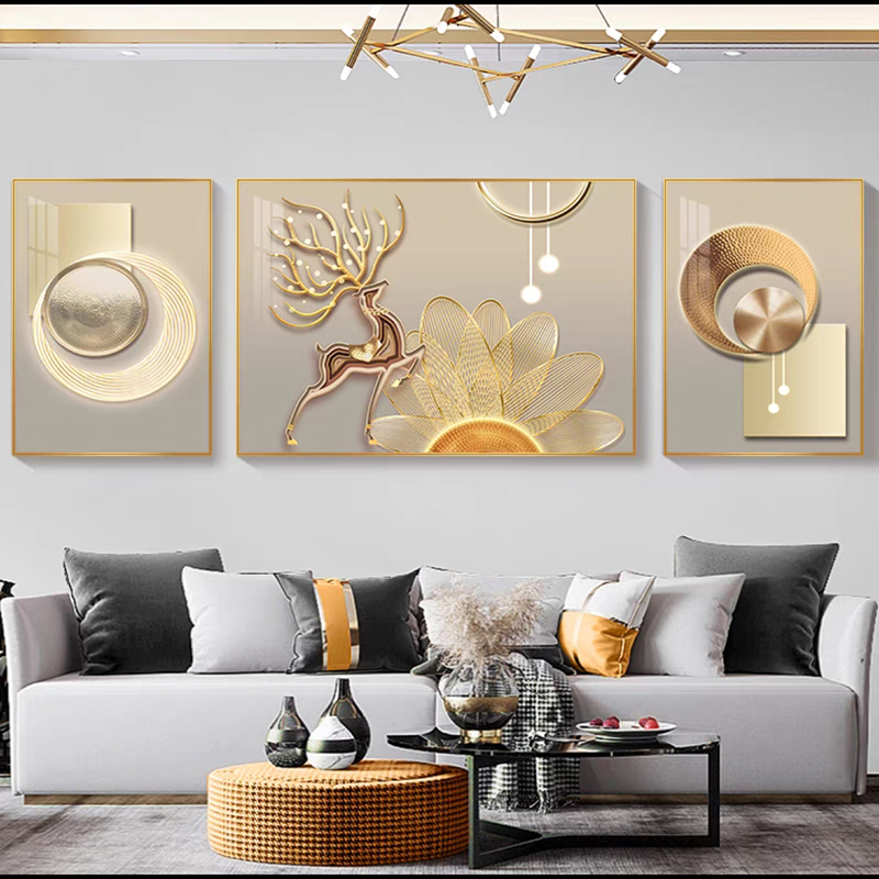 现代客厅轻奢沙发背景墙挂画2025最新款高级感装饰画壁画高档大气