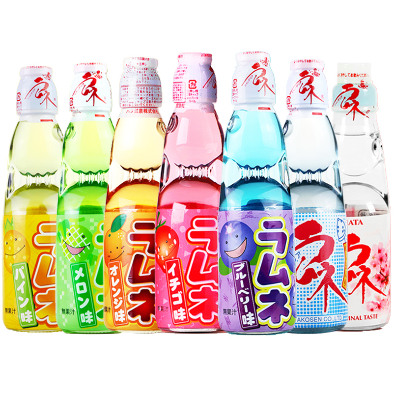 日本进口哈达波子弹珠汽水200ml/瓶装多口味草莓原味网红碳酸饮料