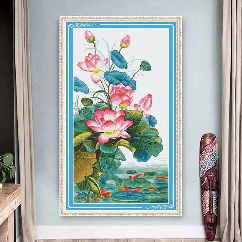 荷韵大格144*80厘米非满绣46色